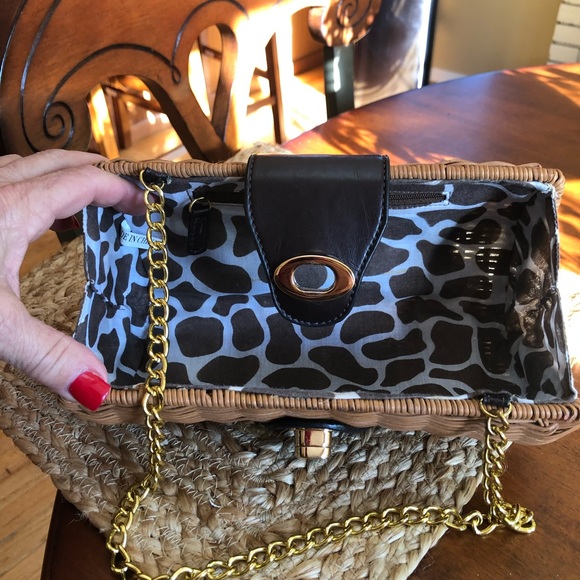 Brown Leather and Straw Clutch/Handbag - Picture 3 of 12